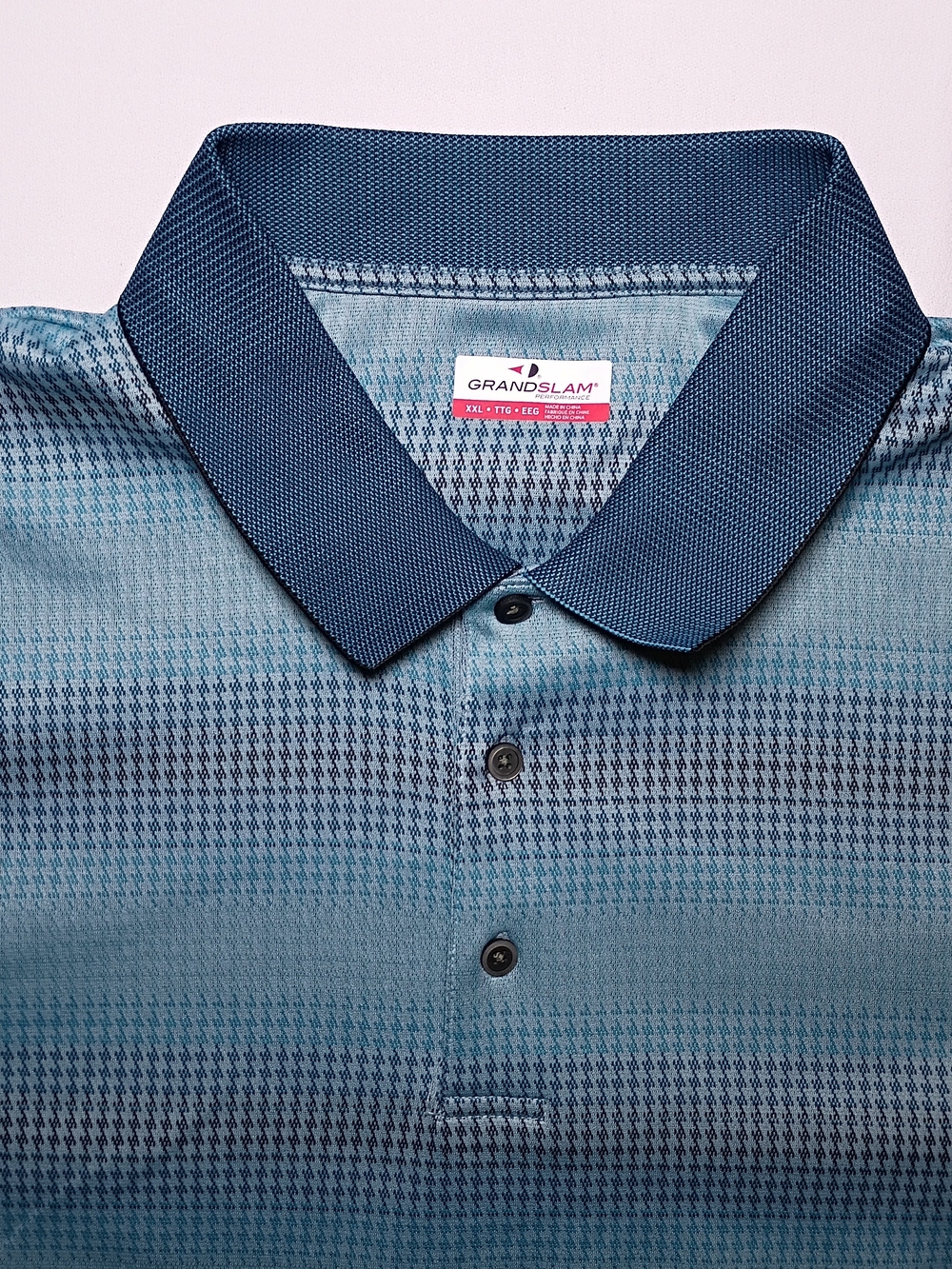Grand Slam Mens Performance Golf Short Sleeve Polo XXL Blue Houndstooth